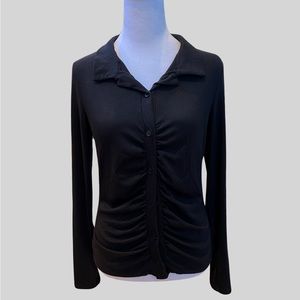 Francesca NWT black ruched button down blouse size large